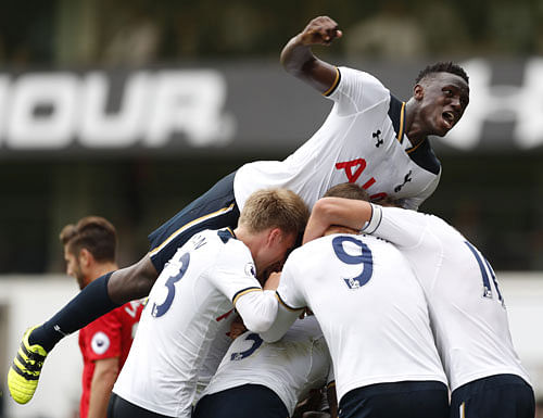 JUBILANT: Tottenham Hotspur's Danny Rose celebrates after scoring the equaliser against Liverpool on Saturday. Reuters