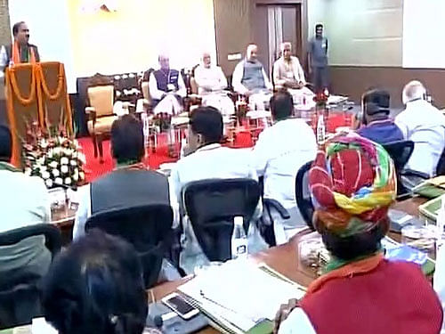 PM Narendra Modi at BJP Rajya Sabha MPs' meeting. ANI