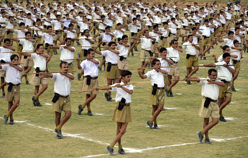 A large number of RSS workers from the state last night held an 'emergency' meeting for over three hours at Bambolim near here in the backdrop of Velingkar's removal. PTI file photo
