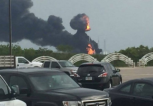 NASA says SpaceX was conducting a test firing of its unmanned rocket when the blast occurred this morning. Scree Grab
