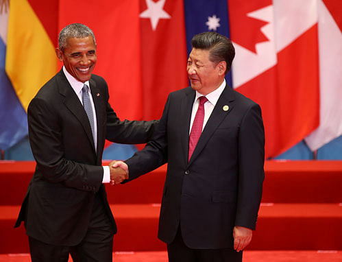 Chinese President Xi Jinping and U.S. President Barack Obama shake hands during the G20 Summit in Hangzhou. Reuters Photo
