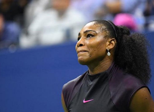 Serena Williams of the USA reacts late in the second set tie break against Karolina Pliskova of the Czech Republic on day eleven of the 2016 U.S. Open tennis tournament at USTA Billie Jean King National Tennis Center. Reuters