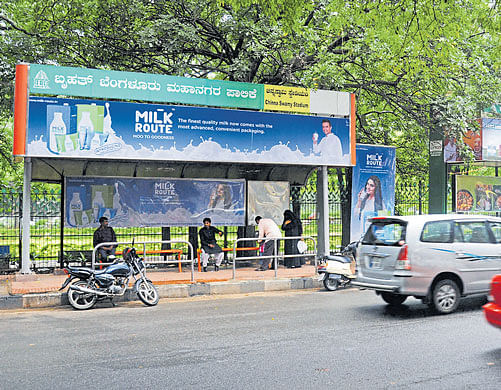 About 1,600 bus shelters will be built and operated on DBOOT basis by the advertisement agencies, that have bagged contract for a period of 20 years. As per the specifications, the ad firms cannot build more than two shelters at a place. DH FILE PHOTO