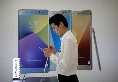 The South Korean electronics giant on September 2 suspended sales of its latest flagship smartphone and announced a recall of 2.5 million units already sold, after faulty batteries caused some handsets to explode during charging. Reuters file photo