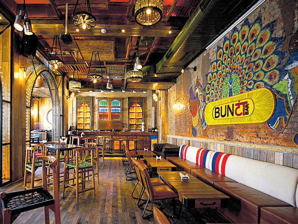 The interior of Bunta Bar draws inspiration from the local codd-neck bottle drink.