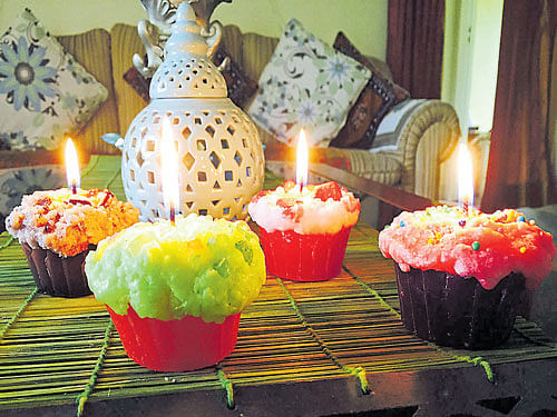 PRETTY Some of the candles made by Rameet.