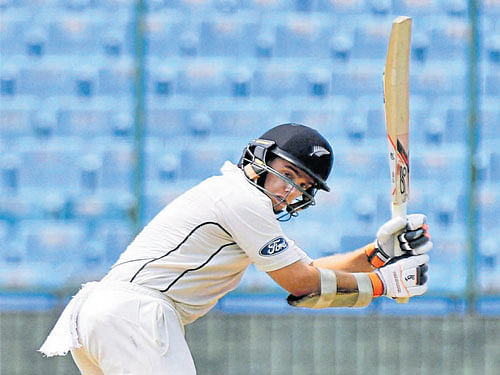 Deft: New Zealand batsman Tom Latham flicks one during his knock of 55 against Mumbai during a warm-up match at the Feroz Shah Kotla in New Delhi on Friday. PTI