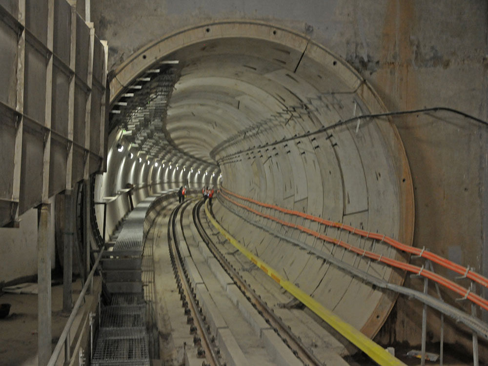 The work of tunnelling on UG-1, which had started in December 2012 with Krishna at City market, came to end with the same machine emerging on Friday at Majestic. DH File photo.