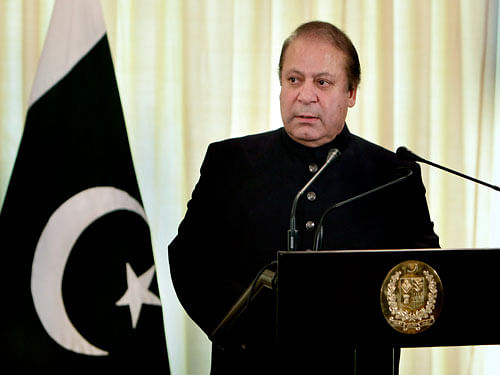 'The Uri attack can be the reaction of the atrocities in Kashmir, as the close relatives and near and dear ones of those killed and blinded over the last two months were hurt and outraged,' Sharif told reporters yesterday in London where he had stopped on his way back from New York after attending the UN General Assembly session. File photo