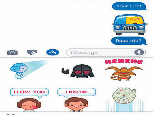 A screenshot of Disney's Star Wars Stickers app for Apple's iMessage. INYT