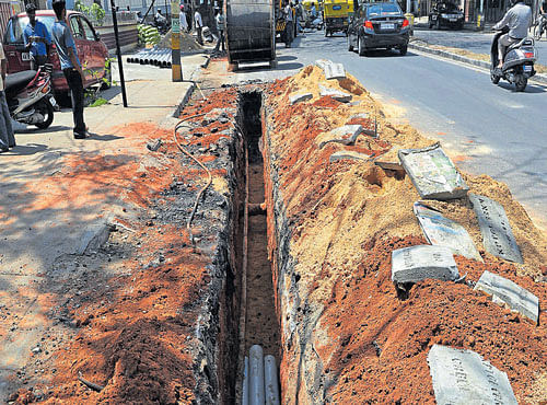 The traffic police learnt about some instances of road-digging after people posted about them on the social media. DH PHOTO