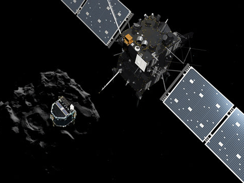 On November 4 in 2014, a smaller lander name Philae, which had been deployed from the Rosetta mothership, touched down on the comet and bounced several times before finally alighting on the surface. File photo