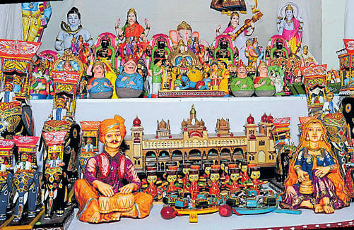 vivid A traditional Dasara doll arrangement; colourful dolls depicting different themes. photos by author, DH file photo