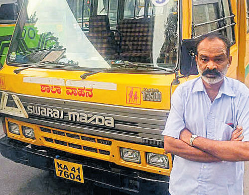 Gangadhar, driver of Siddhaganga Public School van, was detained for drunk-driving.