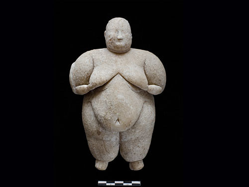 The figurine, discovered at Catalhoyuk in central Turkey, was wrought from recrystallised limestone between 6300 and 6000 BC. Screen Grab