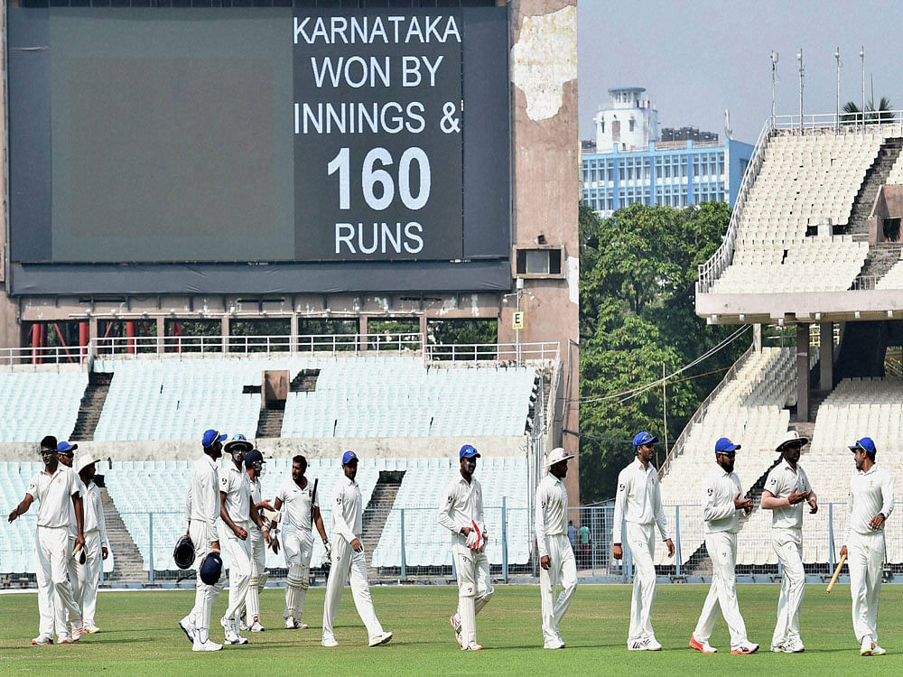 Karnataka defeated Delhi by an innings and 160 runs inside two and half days in the Ranji Trophy group league encounter. PTI Photo
