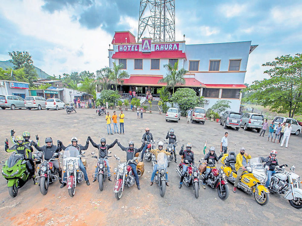 A group of Indian motorcycle riders in Maharashtra.
