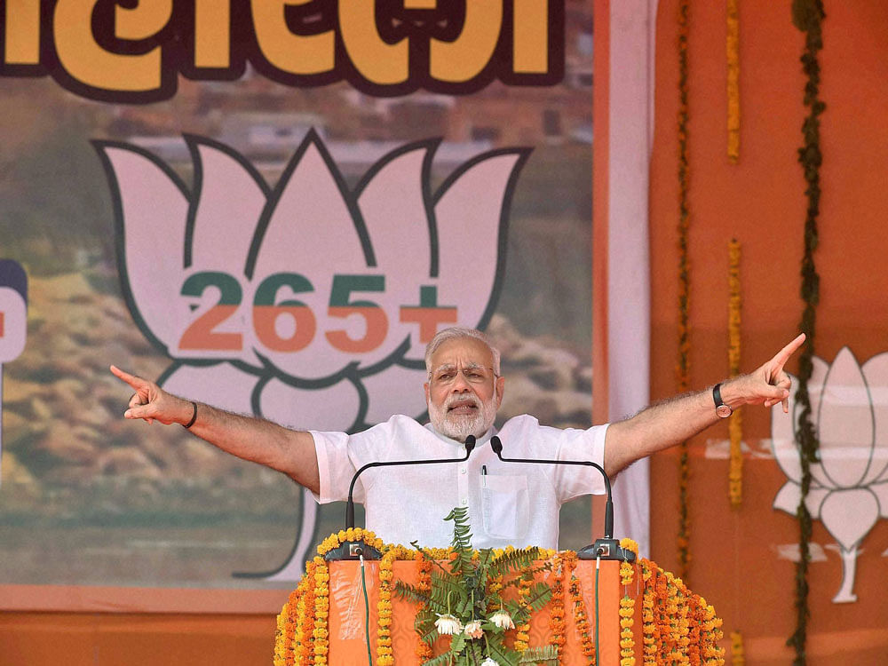 Addressing a public rally after launching slew of projects in his Lok Sabha constituency, Modi asked citizens to also remember soldiers even when there are no sounds of firing of bullets and shelling on borders. PTI Photo