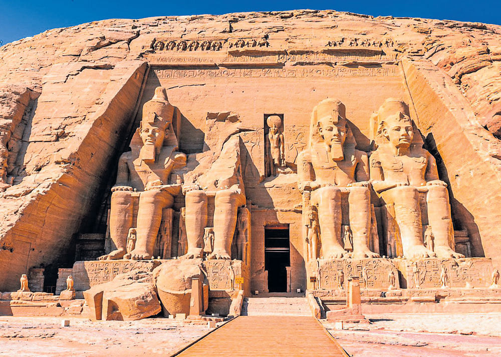 Mountainous The entrance to the temples of Abu Simbel.
