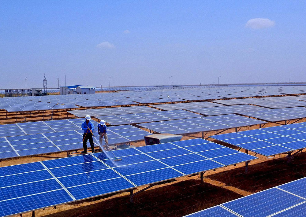 India is expected to add new solar capacity of 5.1 GW this year, which is a growth of 137 per cent over last year, consultancy Bridge to India said in a statement. PTI File Photo.