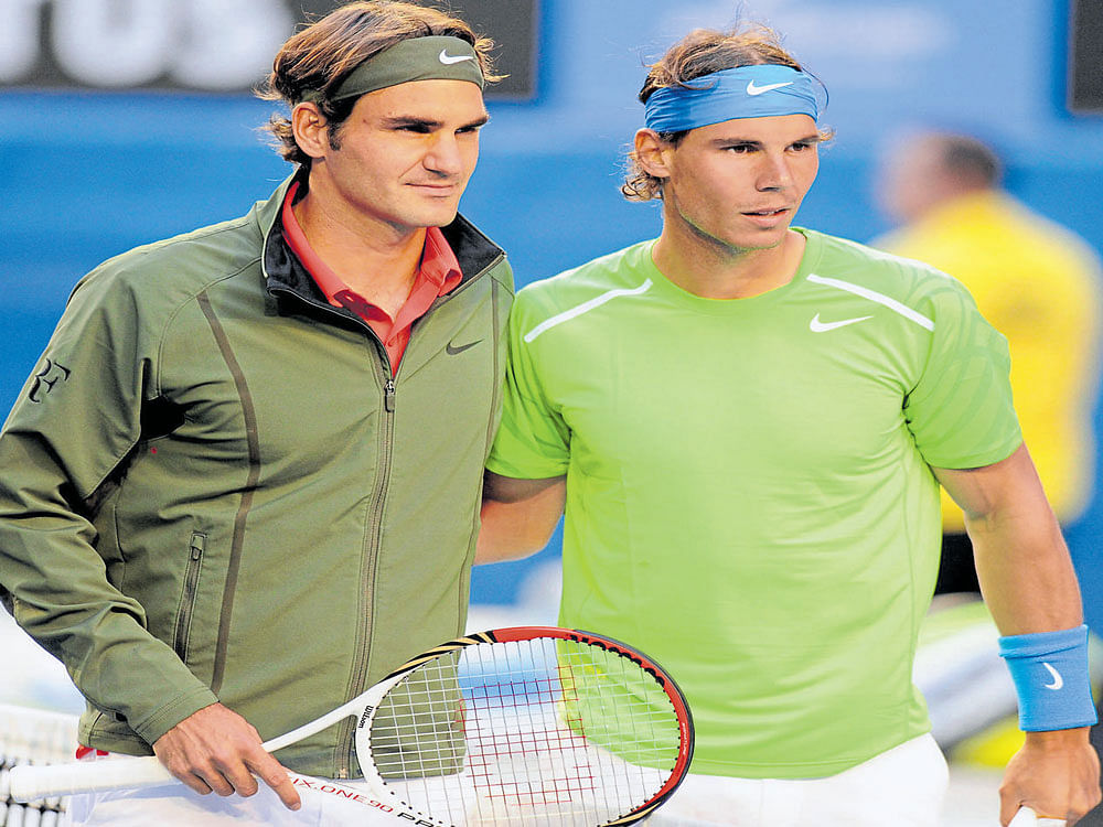 WOUNDED TIGERS Roger Federer (left) and Rafael Nadal missed the year-end action due to injuries. AFP
