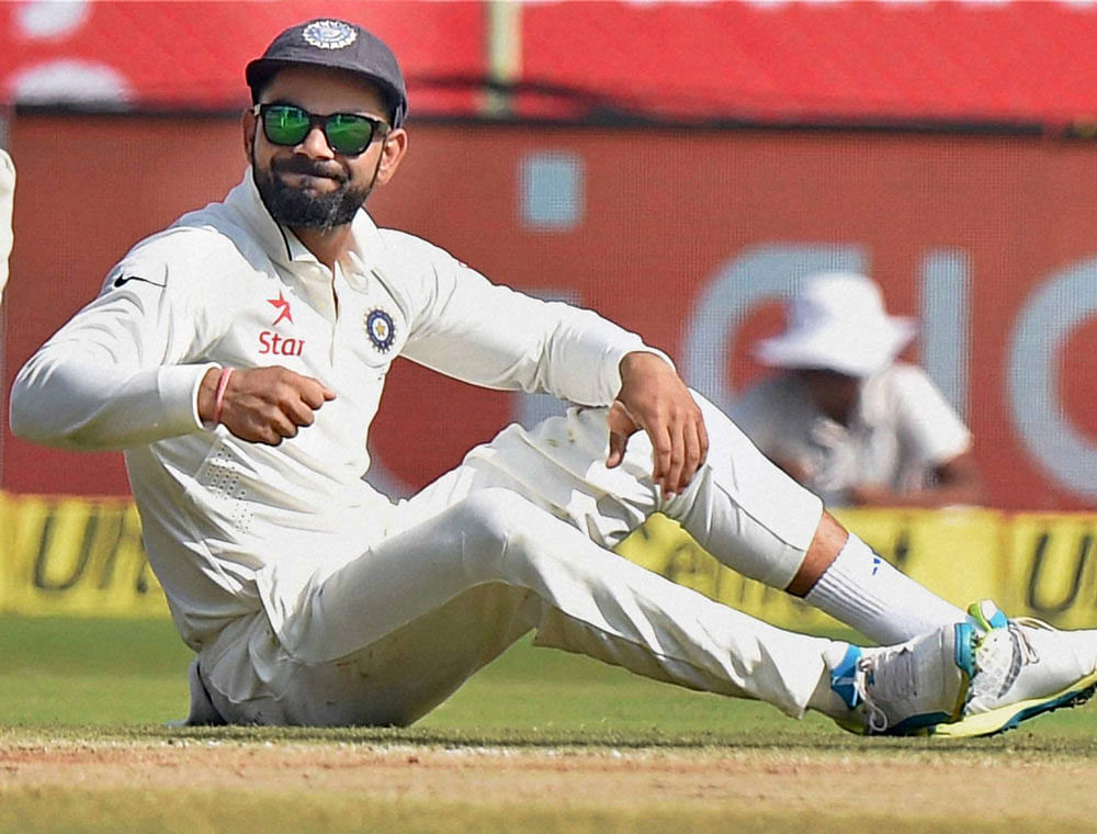 Indian captain Virat Kohli during the last day of the 2nd Test match against England in Visakhapatnam on Monday. PTI Photo