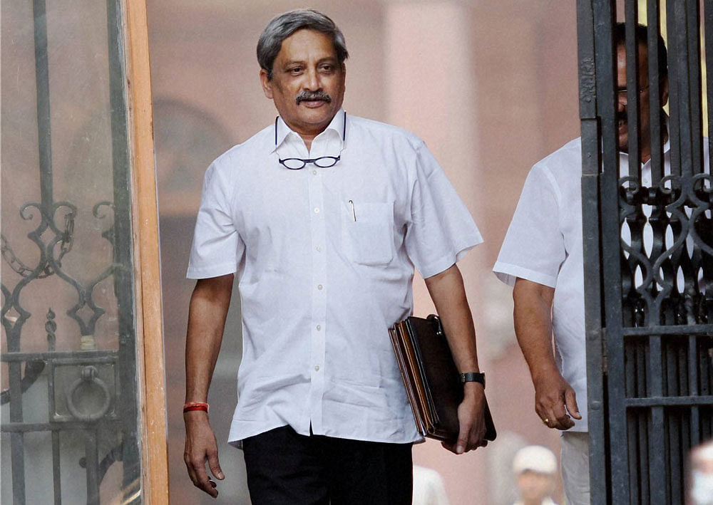 On his arrival, Parrikar was received by Admiral Sunil Lanba, chief of the naval staff.  pti file photo