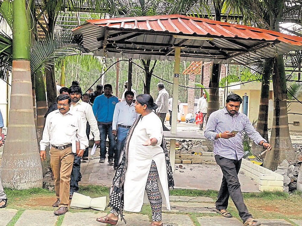 The holiday resort, which was found operating on a lake land in Anekal taluk. The Bengaluru district authorities demolished several structures of the resort during the encroachment clearance on Saturday.