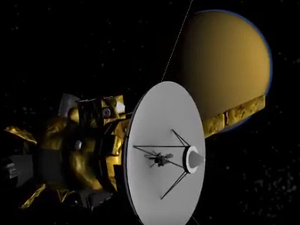 About an hour prior to the ring-plane crossing, the spacecraft performed a short burn of its main engine that lasted about six seconds. Photo credit: Twitter