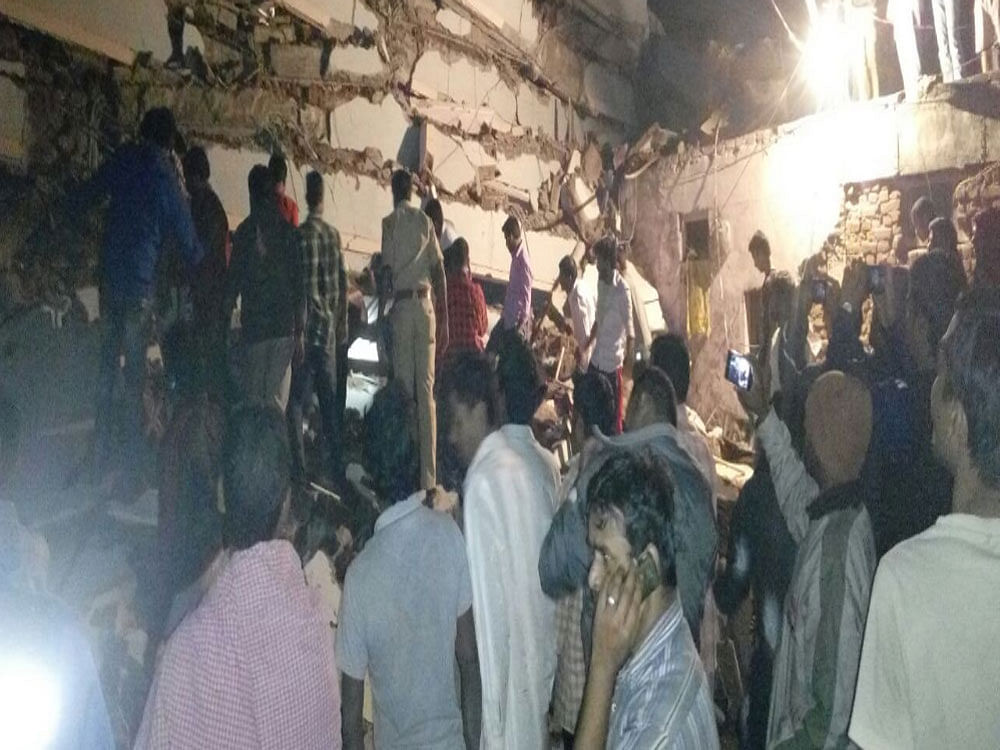 About 10 families, mostly labourers, were living in the premises of the building, according to Hyderabad Mayor B Rammohan. Picture courtesy ANI