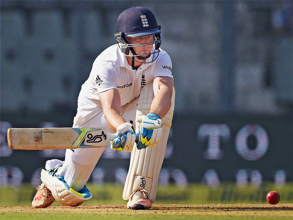 England batsman Jos Buttler plays a shot during the second day of the fourth test match in Mumbai on Friday. PTI Photo