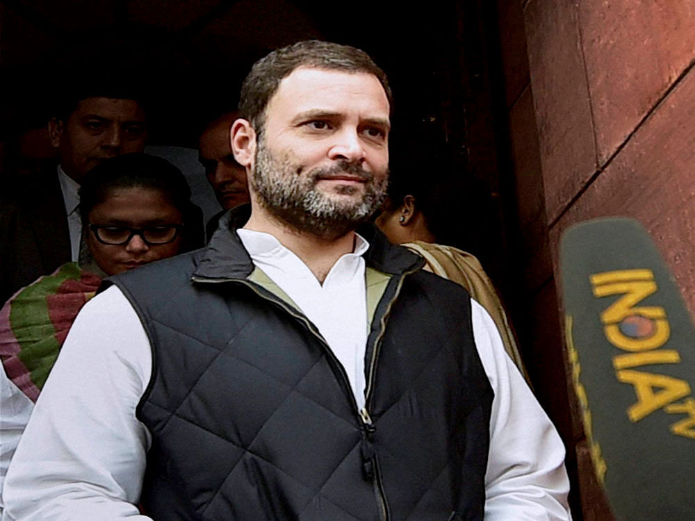 Assisted by young leaders such as Jyotiraditya Scindia, K C Venugopal, Gaurav Gogoi and Sushmita Dev, who form his core team, Rahul's objective has been to keep up the heat on the Narendra Modi government. PTI File Photo.