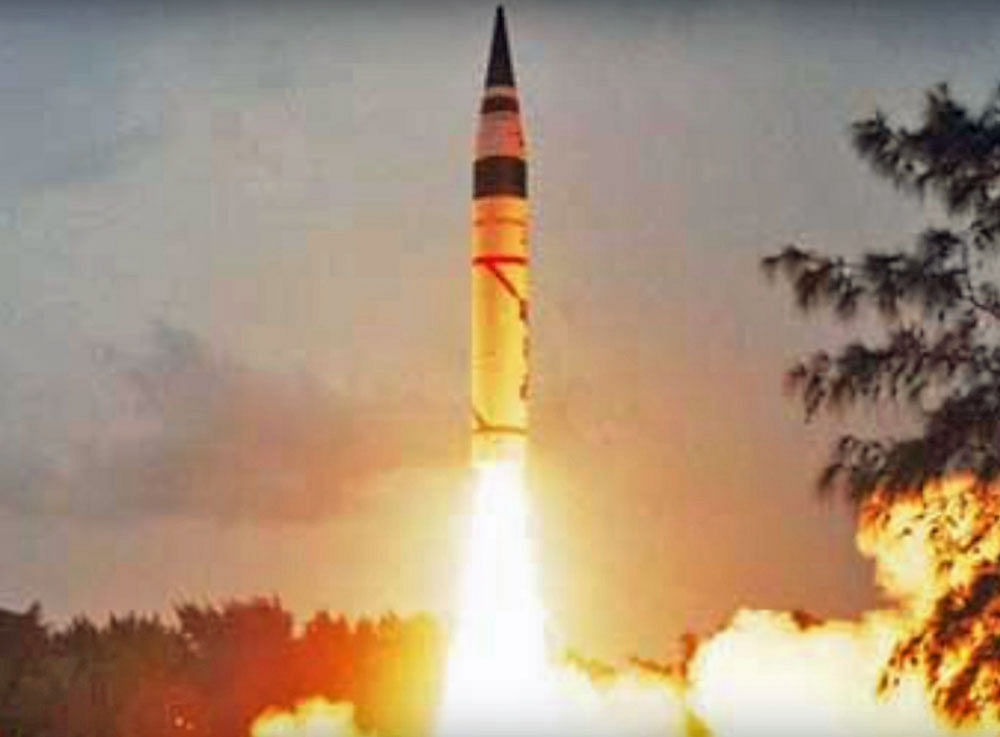 The Agni-V missile has a range of over 5,000 km. Video grab
