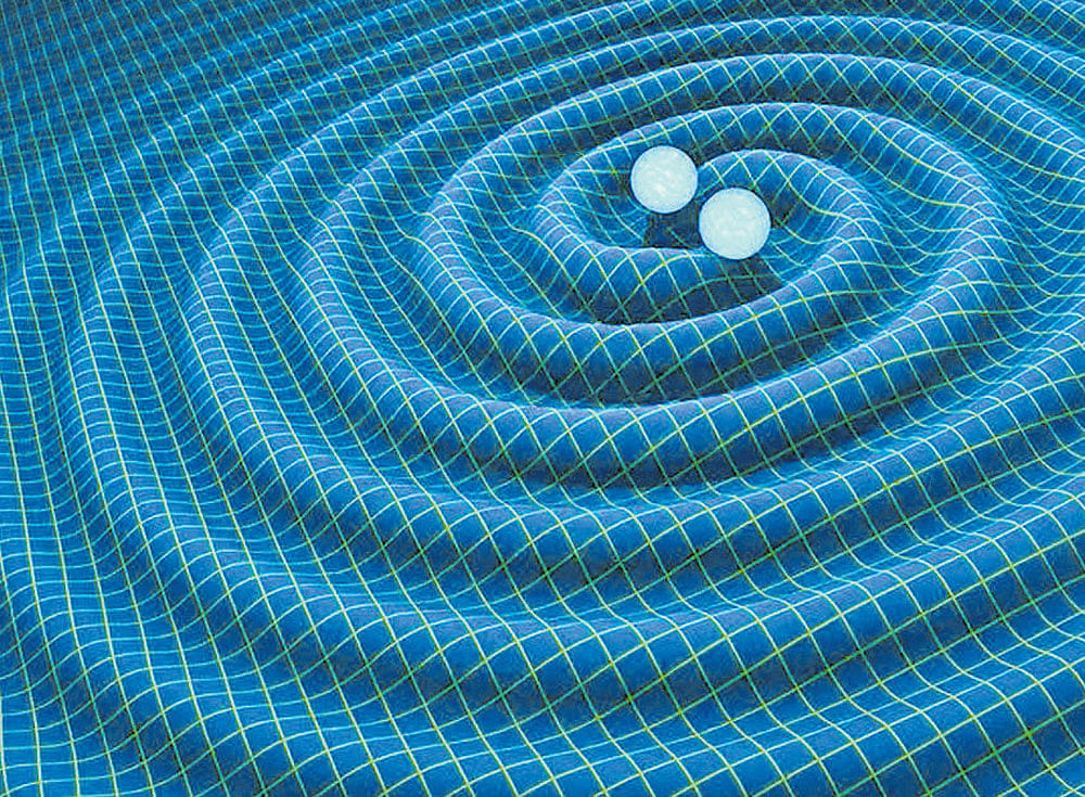 contradictory? An artist's impression of gravitational waves generated by  binary neutron stars. Illustration by R Hurt/Caltech-JPL