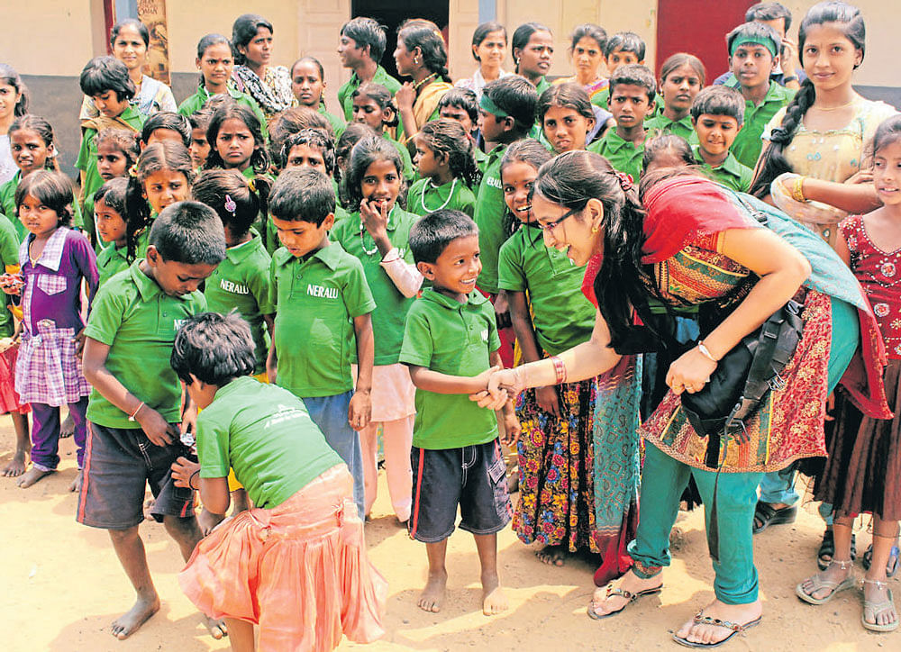 simple joys Anjali Goyal interacting with the children of Sparsh Charitable Trust, Bengaluru.