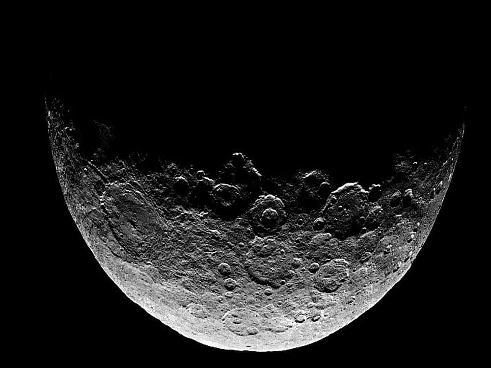 RICH IN WATER Ceres contains roughly one-third of the mass of the entire asteroid belt. PHOTO CREDIT: NASA