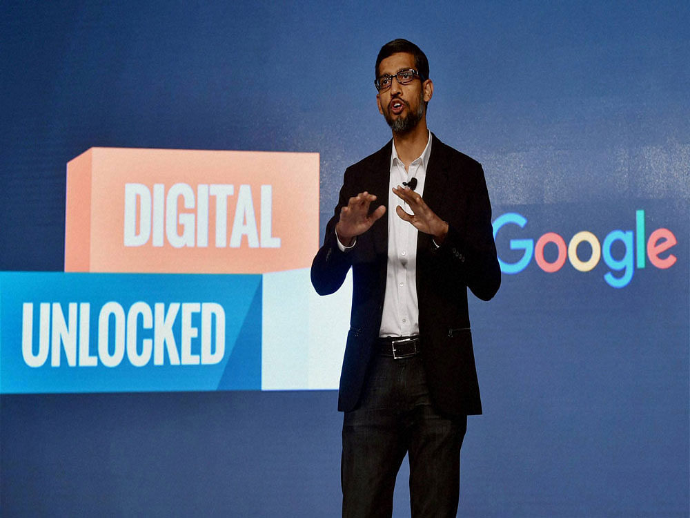 Pichai, who was speaking at his alma mater IIT-Kharagpur, said the focus is also on areas like local language support and improving connectivity in India as the country becomes a global player in the 'digital economy'. PTI Photo.