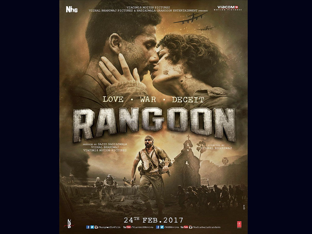 'Gear up for war! Bombarding you with the first look of Rangoon. @rangoonthefilm @viacom18movies @NGEMovies @WardaNadiadwala,' Shahid tweeted.