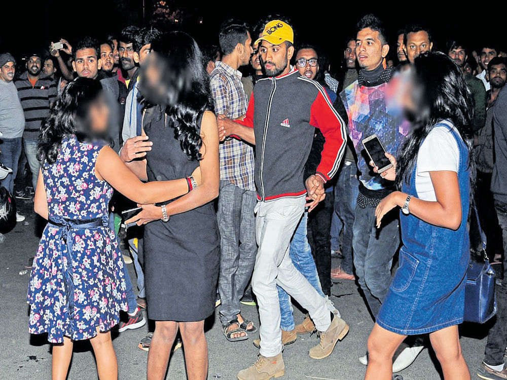 Molestation of girls during the New Year's Eve celebrations in Bengaluru.