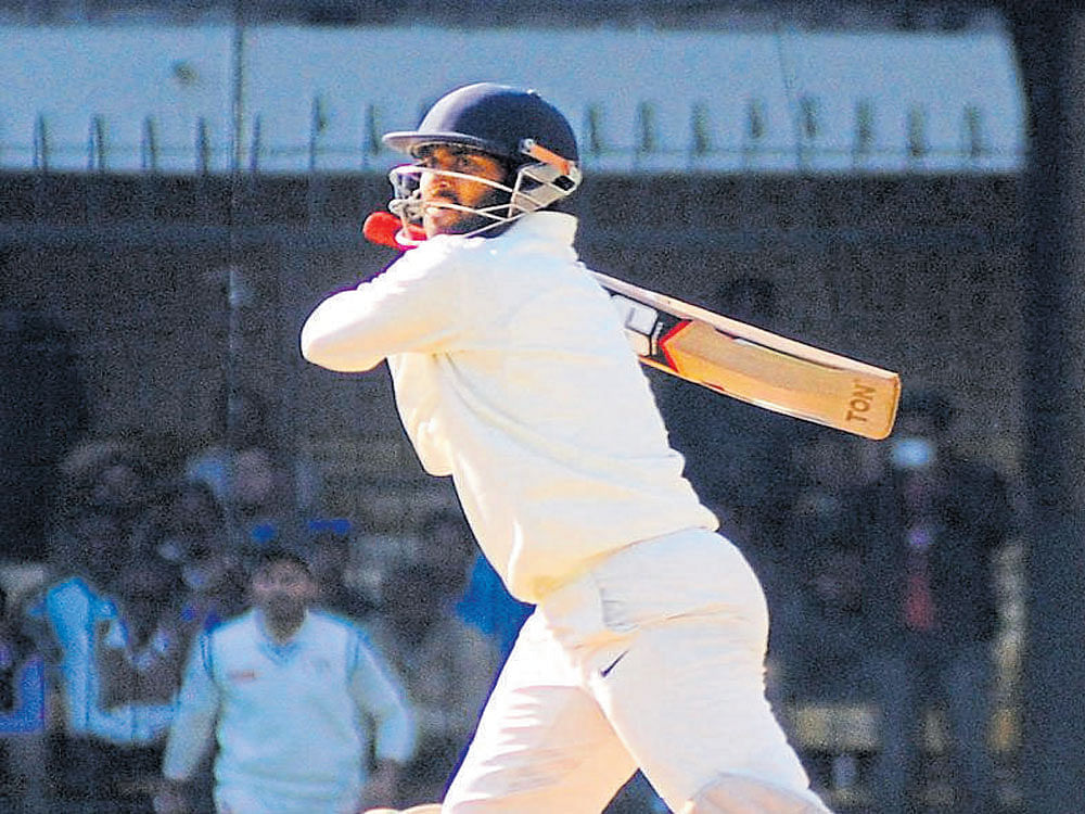 under pressure: Veteran Mumbai all-rounder Abhishek Nayar struck a timely 91 in Indore on Friday.