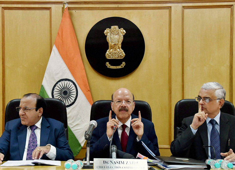 The Election Commission, in its directives to the CEOs of Uttar Pradesh, Punjab, Uttarakhand, Manipur and Goa, has cited the standing orders of the poll-body in this regard even as it appended the recent instructions issued by the Department of Financial Services (DFS) under the Finance Ministry on the subject. PTI file photo