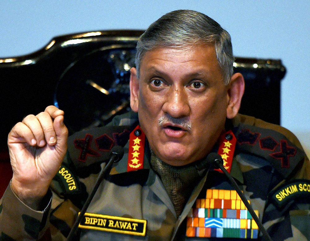 'If any jawan has any grievance, he has been provided with the proper forum to resolve his issue and maintain a balance. If you are not satisfied with the action, then you can contact me directly,' Gen Rawat said. PTI file photo
