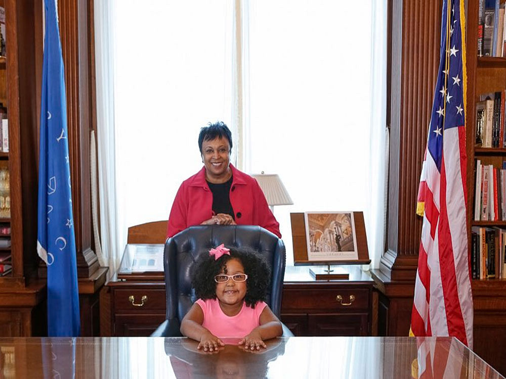 Daliyah Arana, who is from Gainesville, Georgia, joined Librarian of Congress Carla Hayden - who made history in 2016 when she became the first female and the first African-American to hold the position. Image tweeted by @LibnOfCongress
