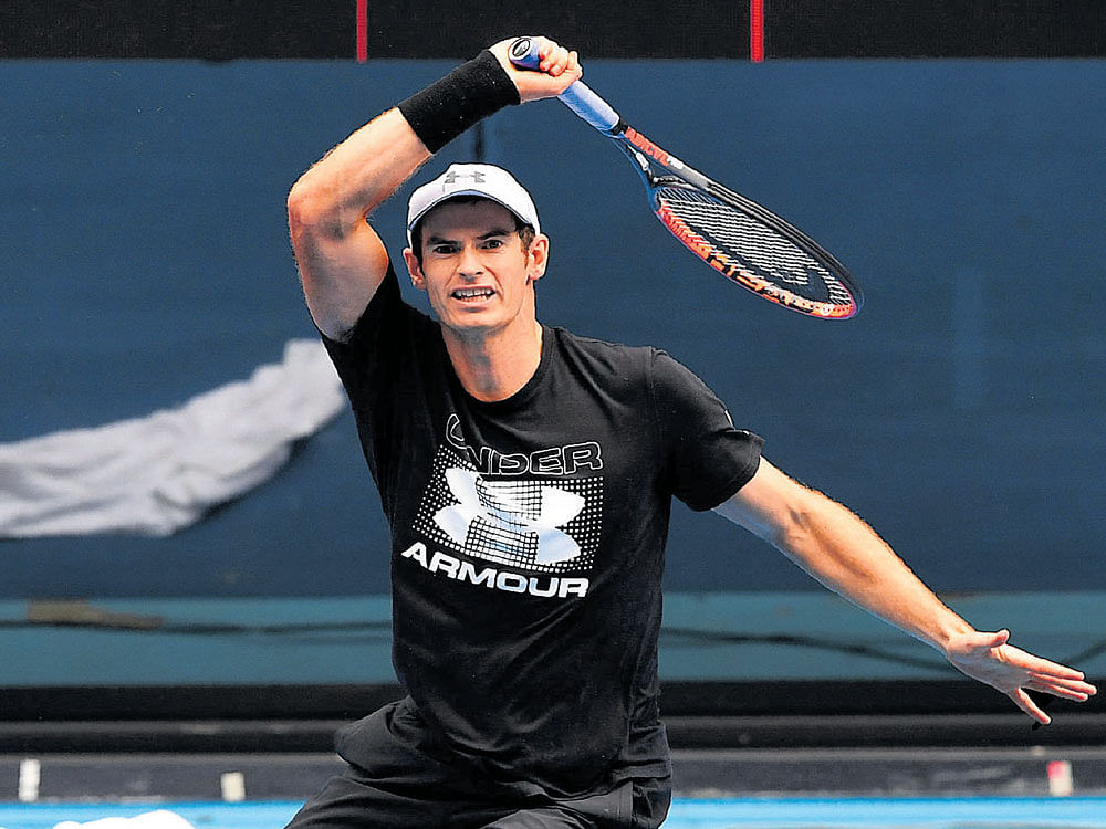 Training hard: World number one Andy Murray will hope to start the year on a high as he pursues the Australian Open title. The tournament begins on Monday. AFP