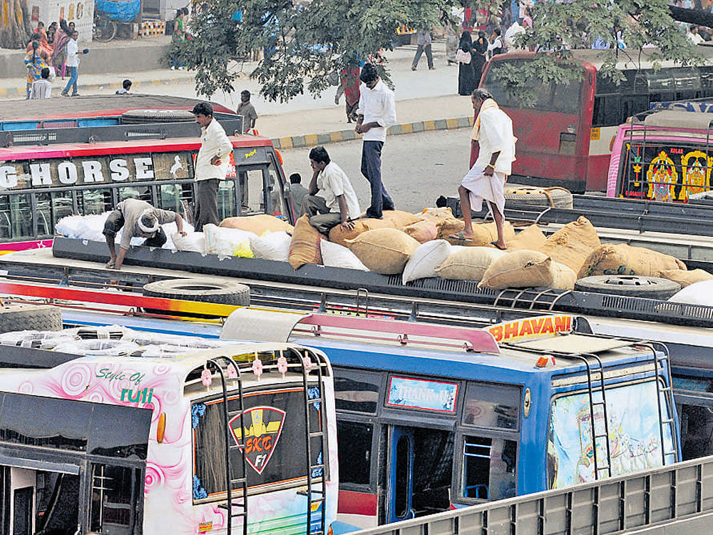 Private buses also operate as goods transport vehicles by carrying large quantities of luggage, according to Transport department officials. DH&#8200;File photo