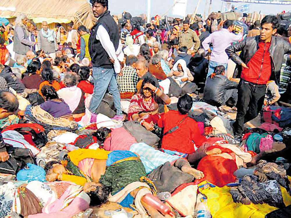 Chaotic scene after a stampede at a jetty at Kachuebria in West Bengal's South 24 Parganas district on Sunday. PTI