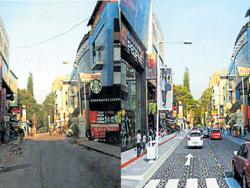 A view of Church Street at present. (Right) An artist's impression of the road after TenderSure work.