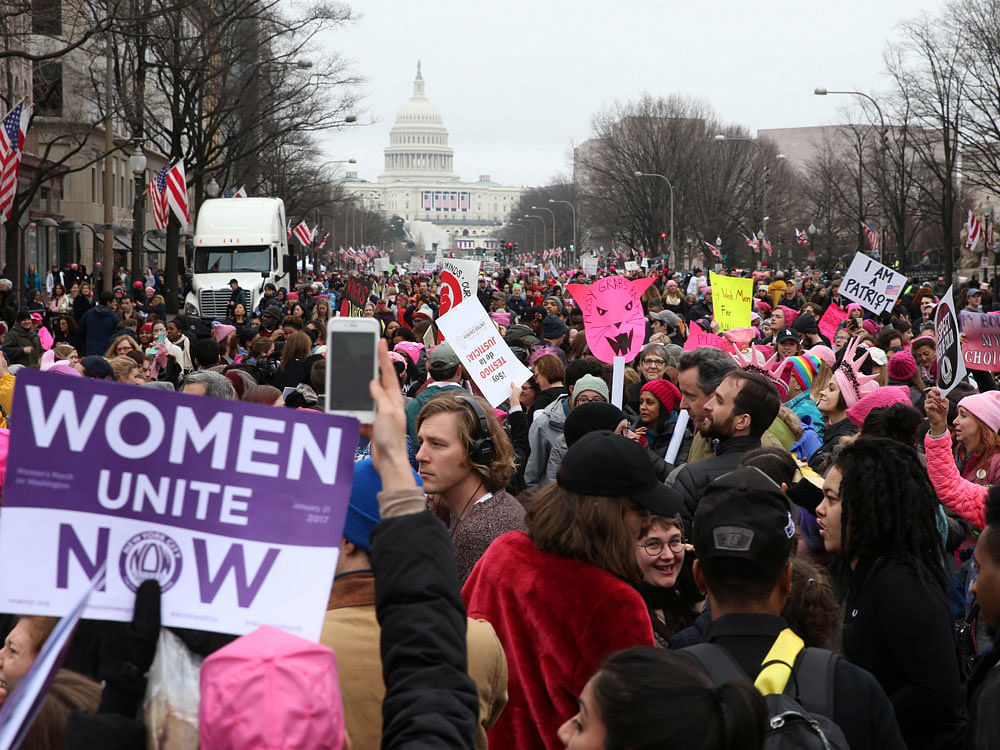 People participate in the Women's March on Washington, following the inauguration of U.S. President Donald Trump, in Washington. REUTERS Photo