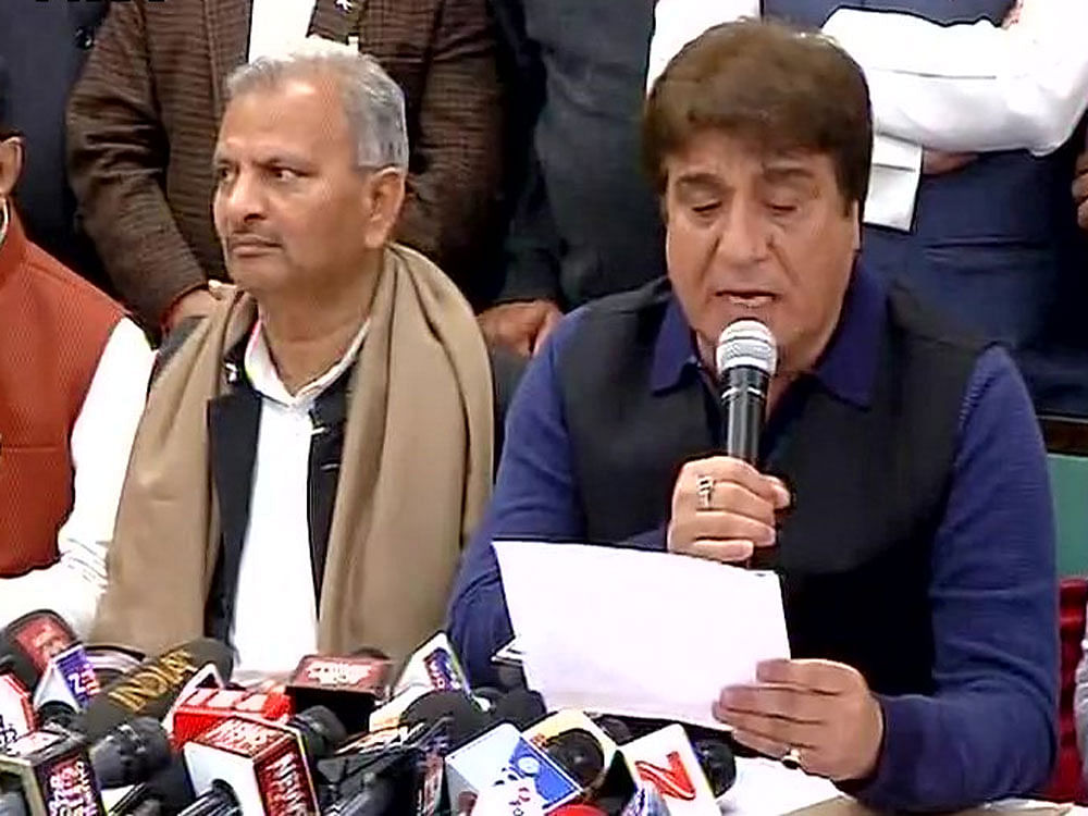 UP PCC chief Raj Babbar hoped the SP-Congress alliance will reap a bumper electoral harvest in the state and fulfil aspriations of all sections of the society.  ANI/Twitter.