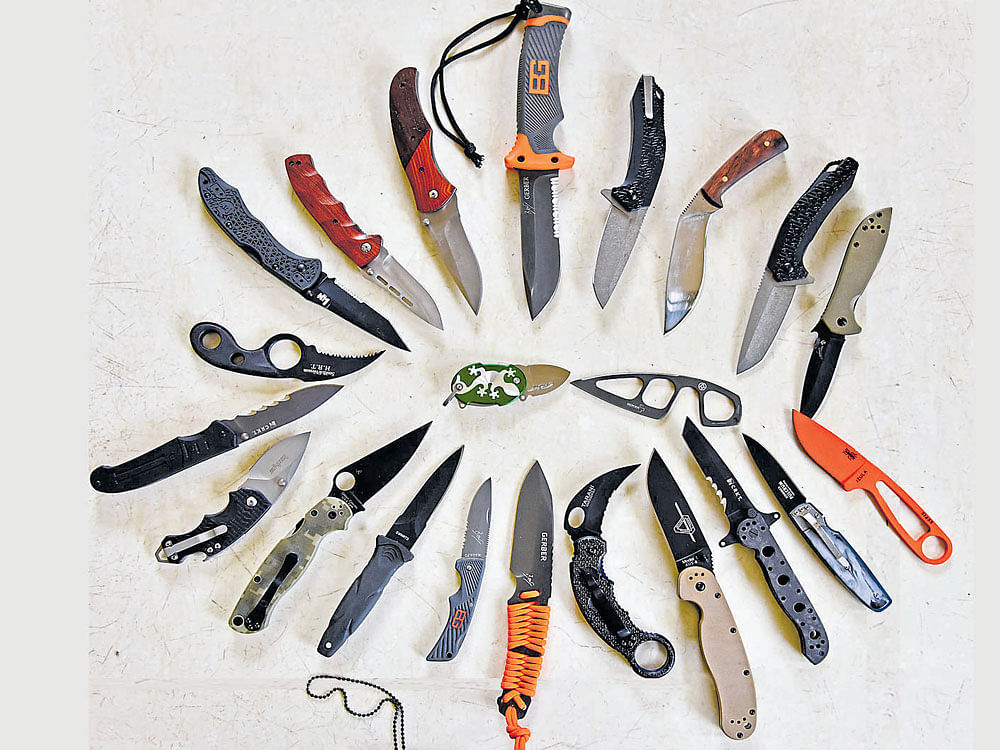 A CUT APART Each of the knives in Karthy's collection has a story to tell. DH PHOTO